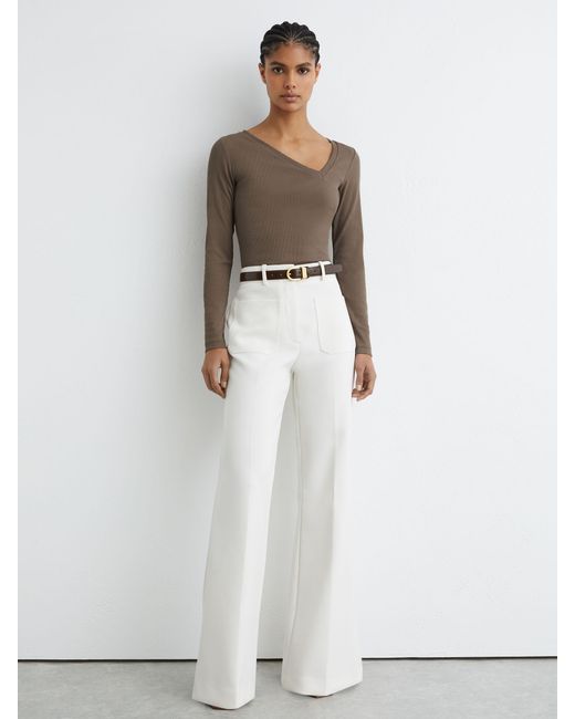 Reiss Natural Stretch-Cotton Asymmetric-Neck Top