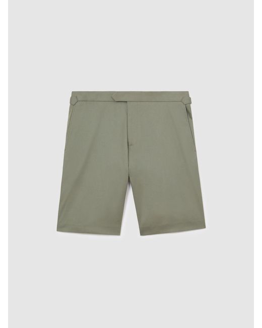 Reiss Gray Short - Sage Cantwell Short Cotton-blend Side-adjuster Shorts, 32 for men