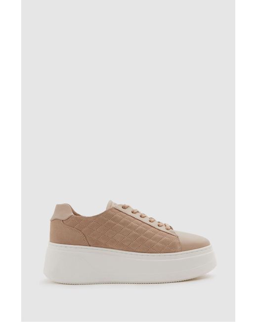 Reiss Pink Cassidy - Blush Leather Suede Lattice Trainers, Uk 4 Eu 37