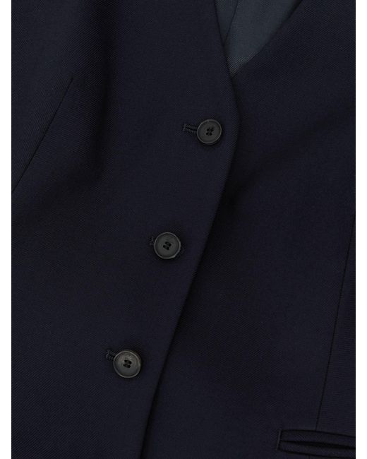 Reiss Blue Petite Wool-Blend Single-Breasted Suit Blazer