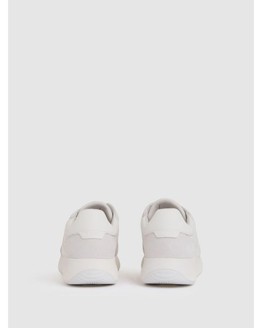 Reiss Natural Bonded-Leather Suede Running Trainers for men