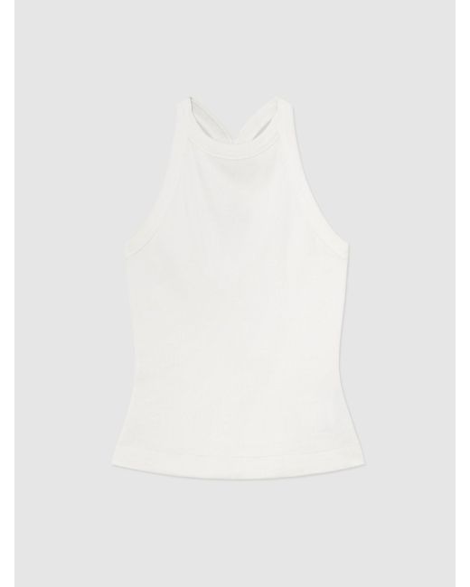 Reiss White Stretch-Cotton Ribbed Racer-Back Vest