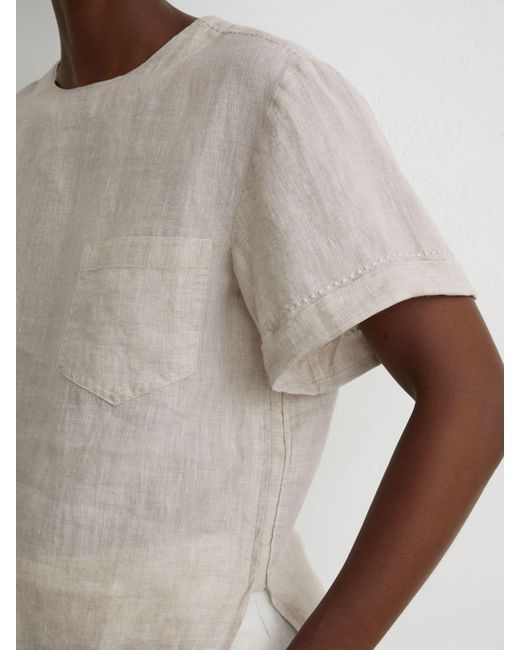 Reiss White Linen Patch-Pocket T-Shirt