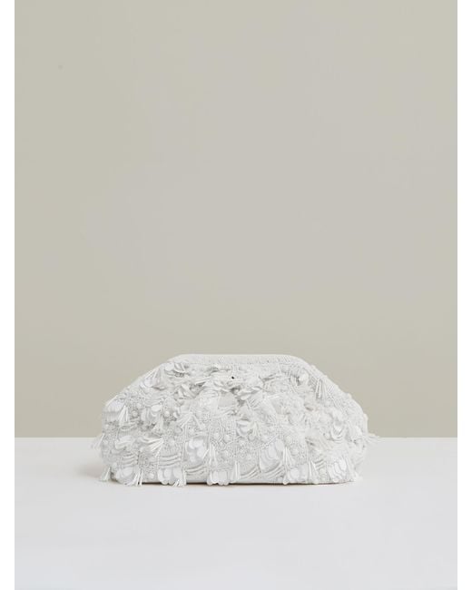 Reiss Edith - White Embellished Clutch Bag, One