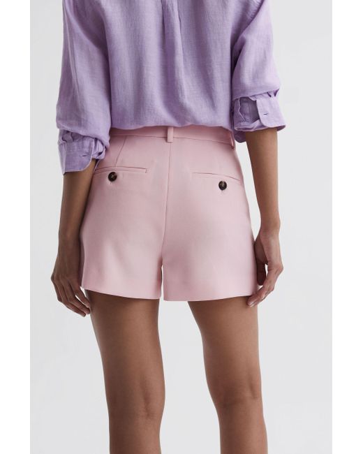 Reiss Marina - Pink Pleated Tailored Shorts
