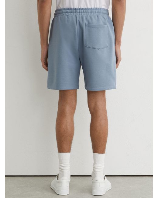 Reiss Blue Monogram Embroidered Cotton Shorts for men