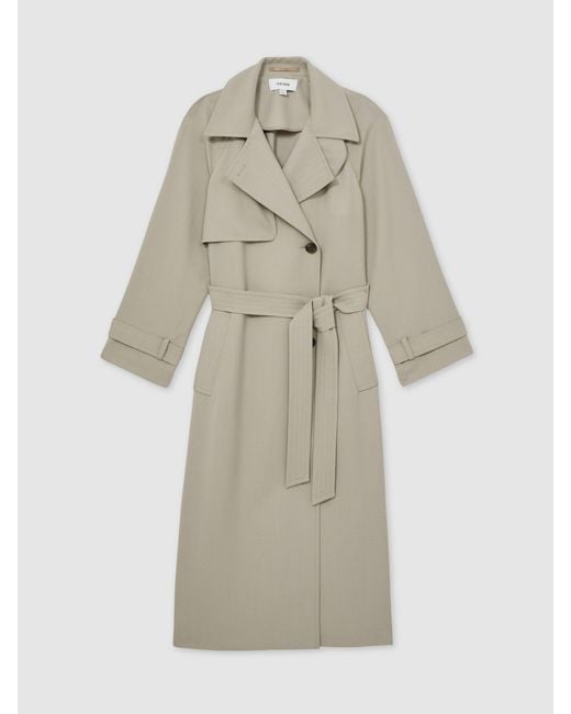 Reiss Natural Wool-Blend Double-Breasted Trench Coat