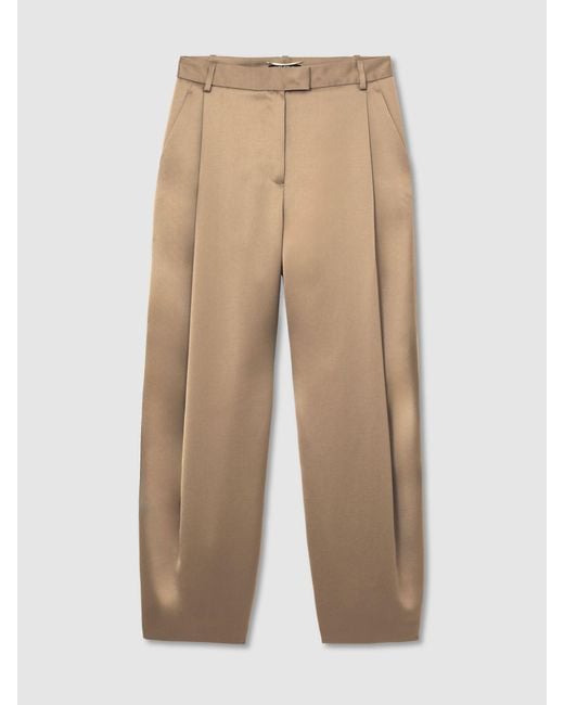 ATELIER Natural Satin Barrel Leg Trousers