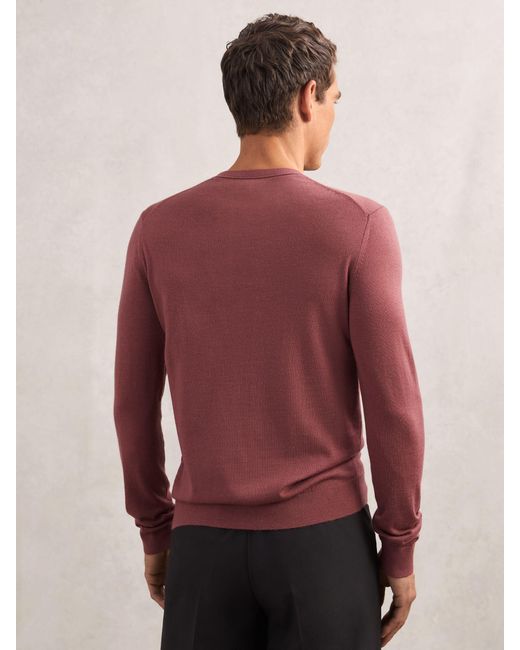 Reiss Red Merino Wool Crew-Neck Jumper for men