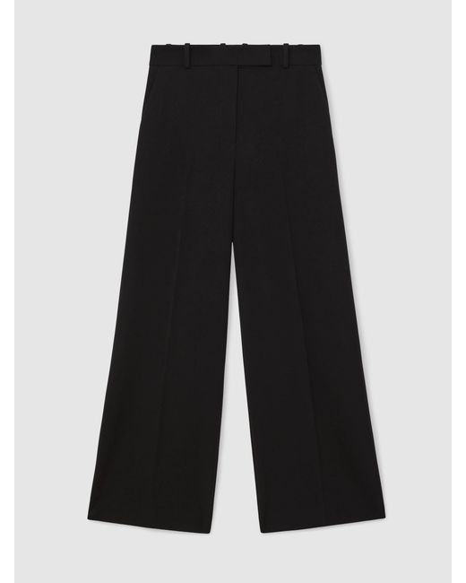 Reiss Black Petite Wide-Leg Suit Trousers