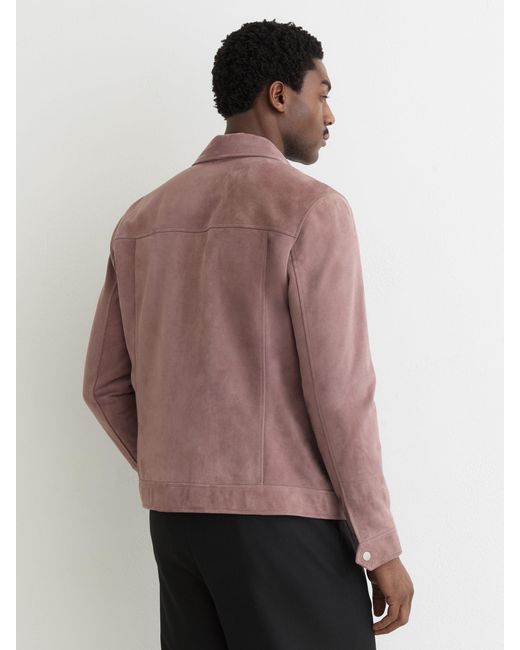 Reiss Brown Sliken - Soft Pink Suede Press-stud Twin-pocket Jacket, Xl for men