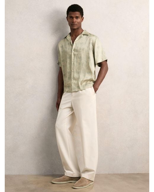 Reiss Natural Wave Print Cuban Collar Shirt for men