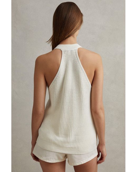 Reiss Brown Sinead - Ivory Knitted Halter Neck Top