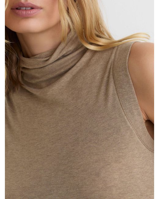Reiss White Hattie - Dark Neutral Funnel-neck Jersey-knit Vest With Wool, Xs (us 2)