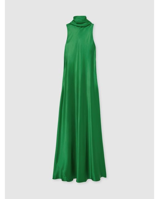Reiss Fae - Green Satin Cape Maxi Dress, Us 8