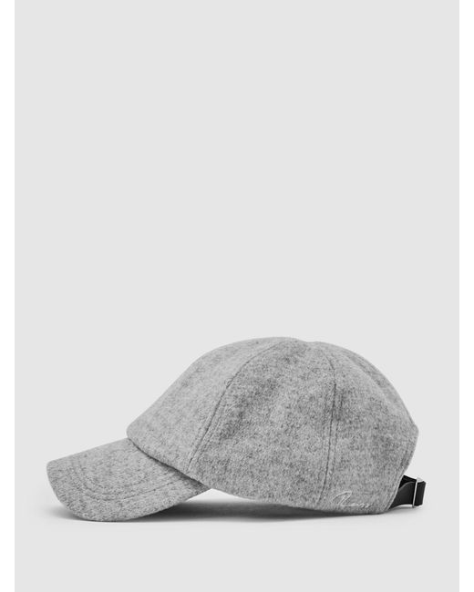 Reiss Gray Sable - Soft Grey Wool-blend Baseball Cap, One for men