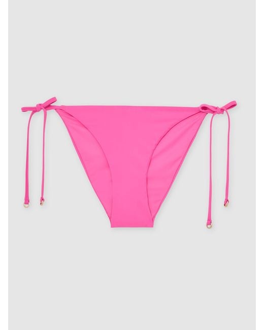 Reiss Pink Side-Tie Bikini Bottoms