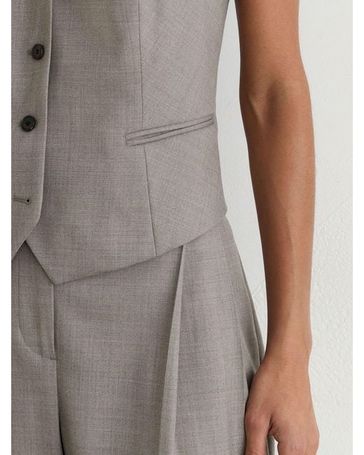 Reiss Gray Wool-Blend Tailored Waistcoat
