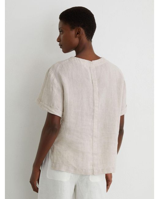 Reiss White Linen Patch-Pocket T-Shirt