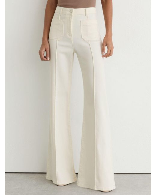 Reiss Natural Petite Patch-Pocket Flared Jeans