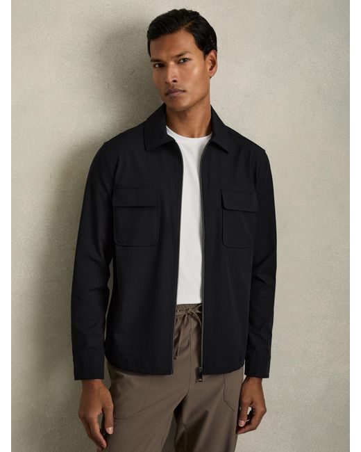 Reiss Black Ascend - Navy Technical Zip-through Overshirt, L for men