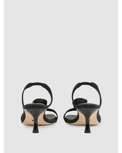 PAIGE Black Satin Rosette Sandals