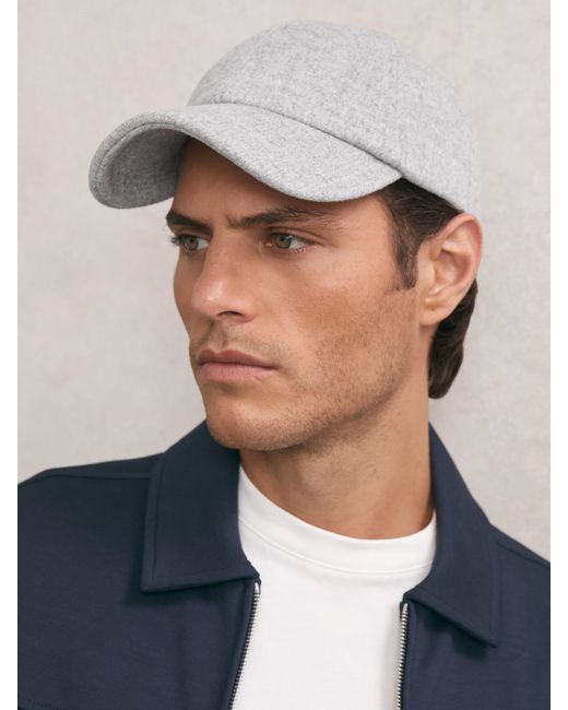 Reiss Gray Sable - Soft Grey Wool-blend Baseball Cap, One for men
