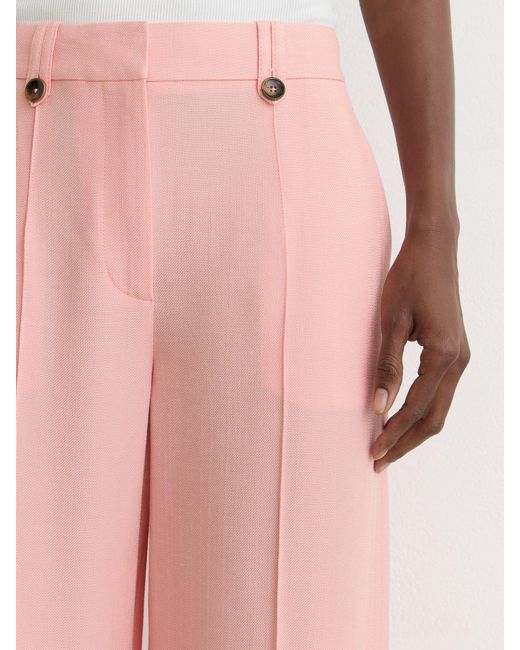 Reiss Pink Petite Wide-Leg Suit Trousers
