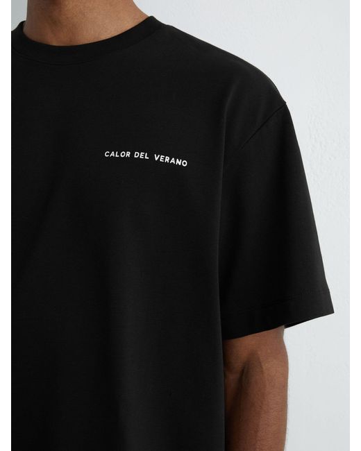 Reiss Black Cotton Logo Short-Sleeve Relaxed T-Shirt for men
