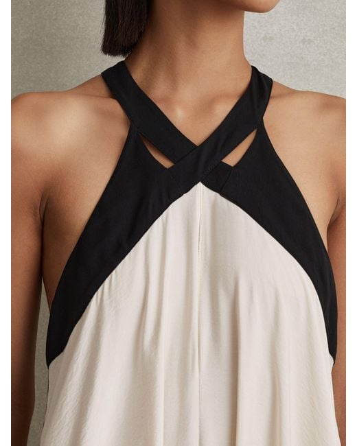 Reiss Natural Neutral & Relaxed Colourblock Maxi Dress