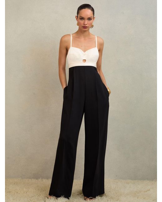 Reiss Black Atelier Colourblock Wide-Leg Jumpsuit