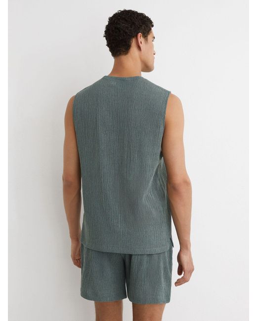 Reiss Gray Melgreen - Dark Sage Green Textured Crew-neck Vest, Xxl for men