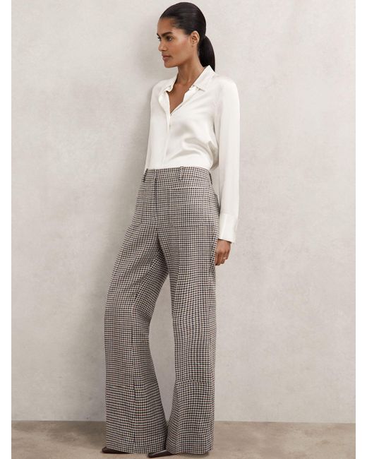 Reiss Natural Cotton-Linen Flared Trousers