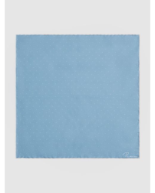 Reiss Blue Polka Dot Silk Pocket Square for men