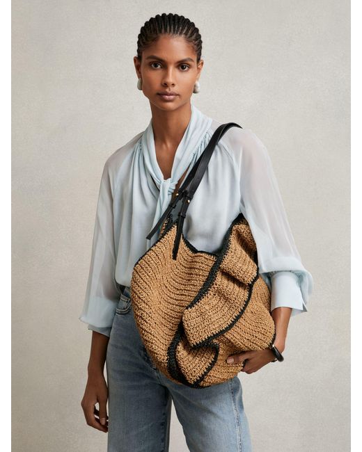 Reiss Olescha - Natural Raffia Ruffle Tote Bag, One