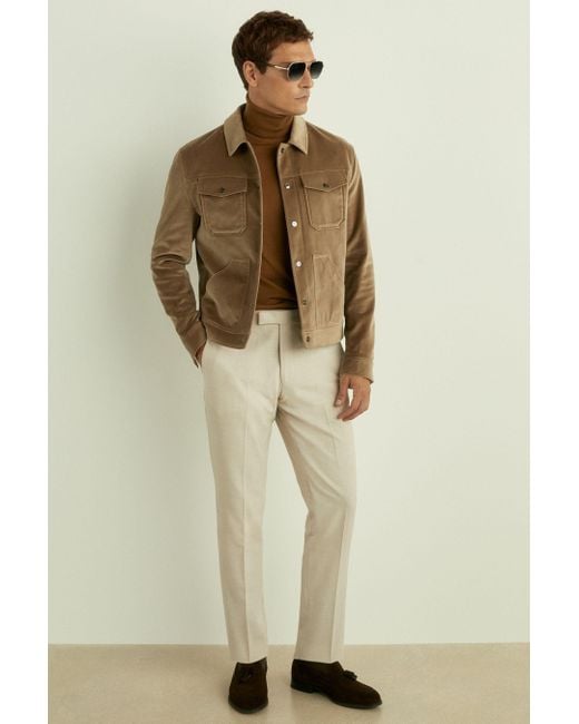 Reiss Natural Taupe Cotton Blend Velvet Jacket for men