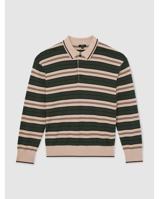 Reiss Multicolor Rugby-Stripe Half-Button Jumper for men