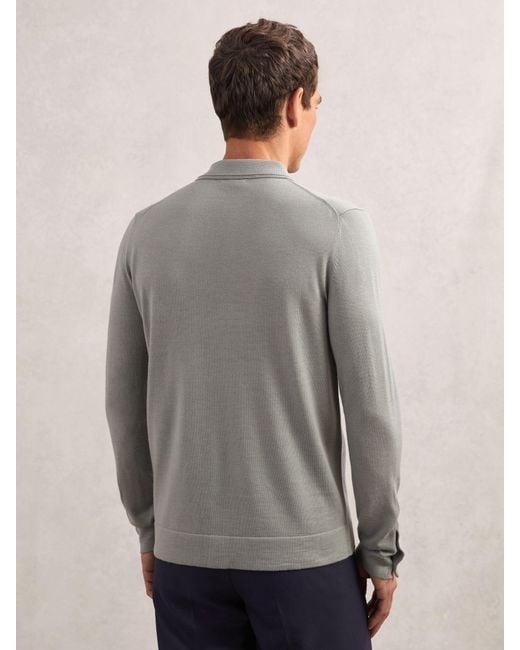 Reiss Gray Forbes Merino Wool Button-Through Cardigan for men