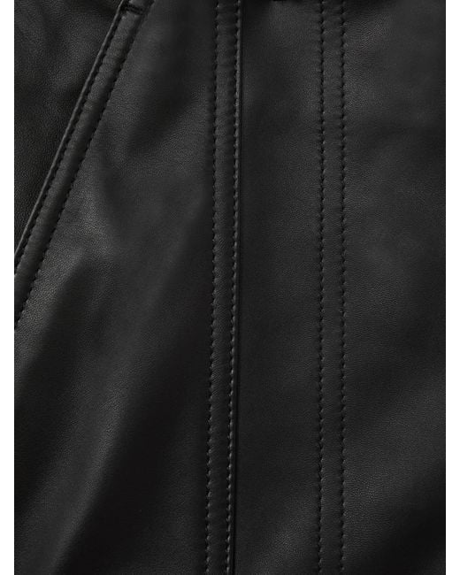 Reiss White Leather Zip-Front Mini Skirt