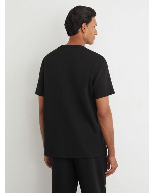 Reiss Black Sueded Interlock Jersey Modern-Fit T-Shirt for men
