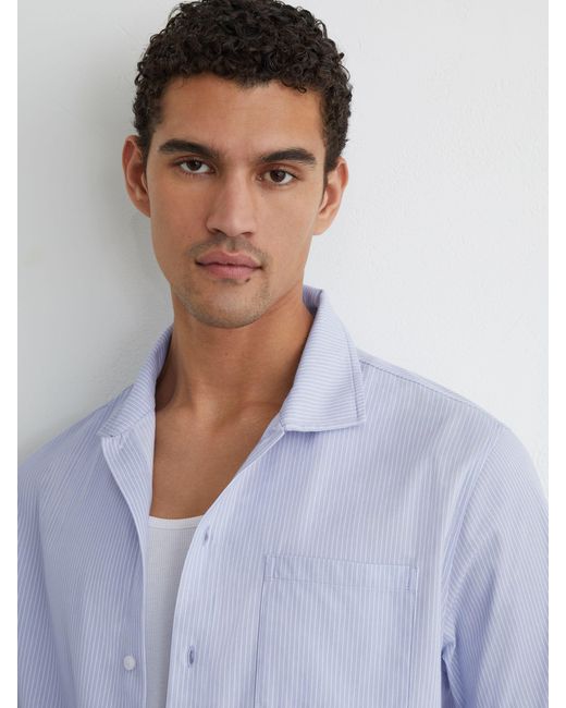 Reiss White Pinstripe Regular-Fit Long-Sleeve Shirt With Cotton for men