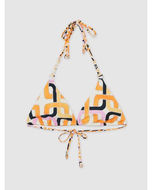 Reiss White Wynee Chain-Print Triangle Bikini Topeu 42 (Uk 14)