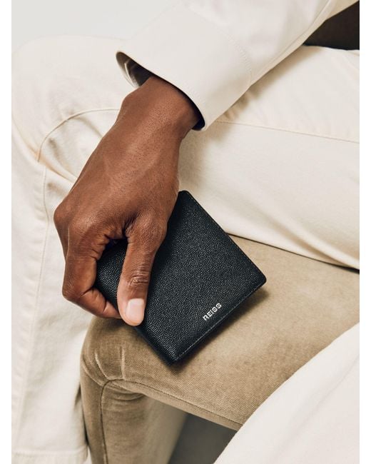 Reiss Natural Micro-Grain Leather Wallet for men