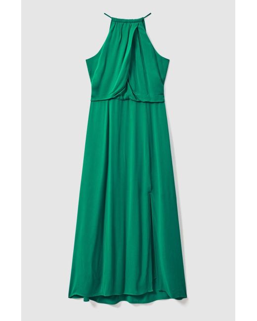 Reiss Elliana - Green Drape Front Midi Dress, Us 8