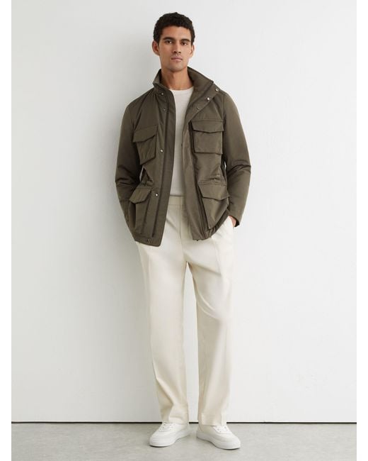 Reiss Green Cotton-Blend Padded Four-Pocket Jacket for men