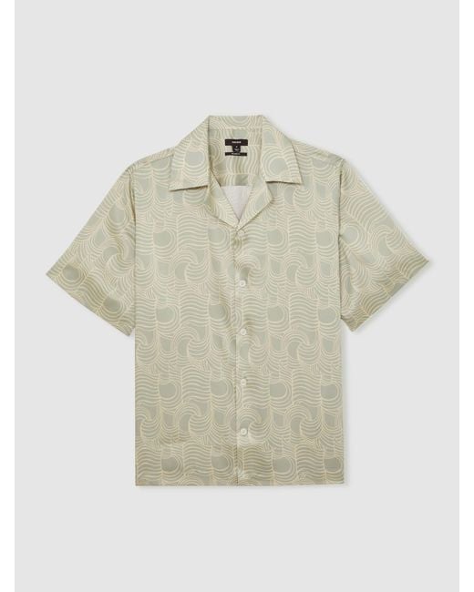 Reiss Natural Wave Print Cuban Collar Shirt for men