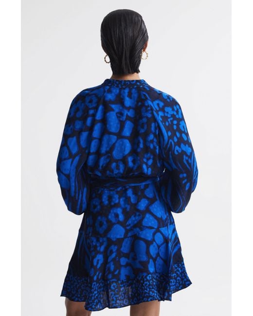 Reiss Kerri - Blue/navy Printed Blouson Sleeve Dress