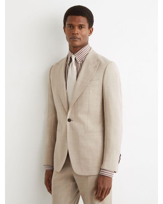 Reiss Natural Tailored Fit Virgin Wool Textured Single-Breasted Blazer for men
