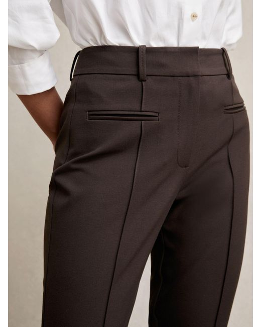 Reiss Natural Norla - Chocolate Brown Pintuck Tapered Trousers, Us 0