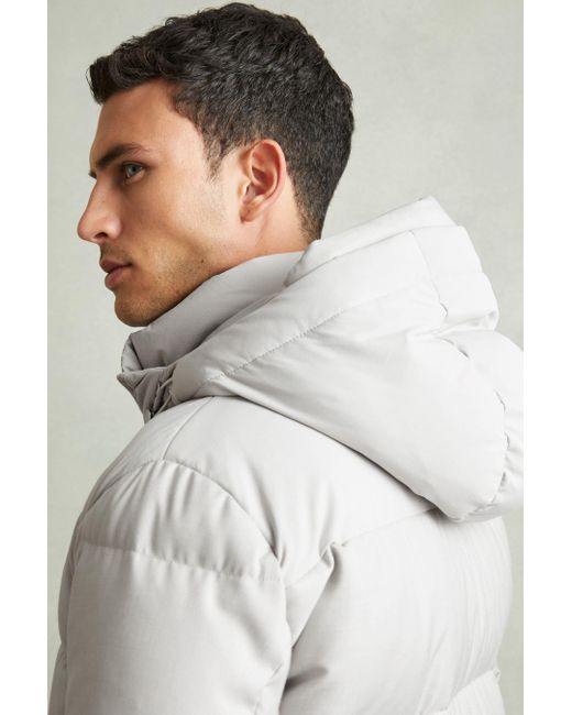 Reiss Gray Patch-Pocket Quilted Puffer Jacket for men